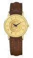 Men's Gold Dial Wristwatch w/ Brown Leather Strap