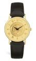 Men's Gold Dial Wristwatch w/ Black Leather Strap