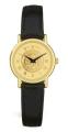 Ladies' Gold Dial Wristwatch w/ Black Leather Strap